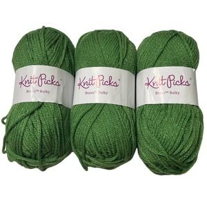Knit Picks Brava Bulky Lot of 3 100% Premium Acrylic Color - Peapod 136 yds each